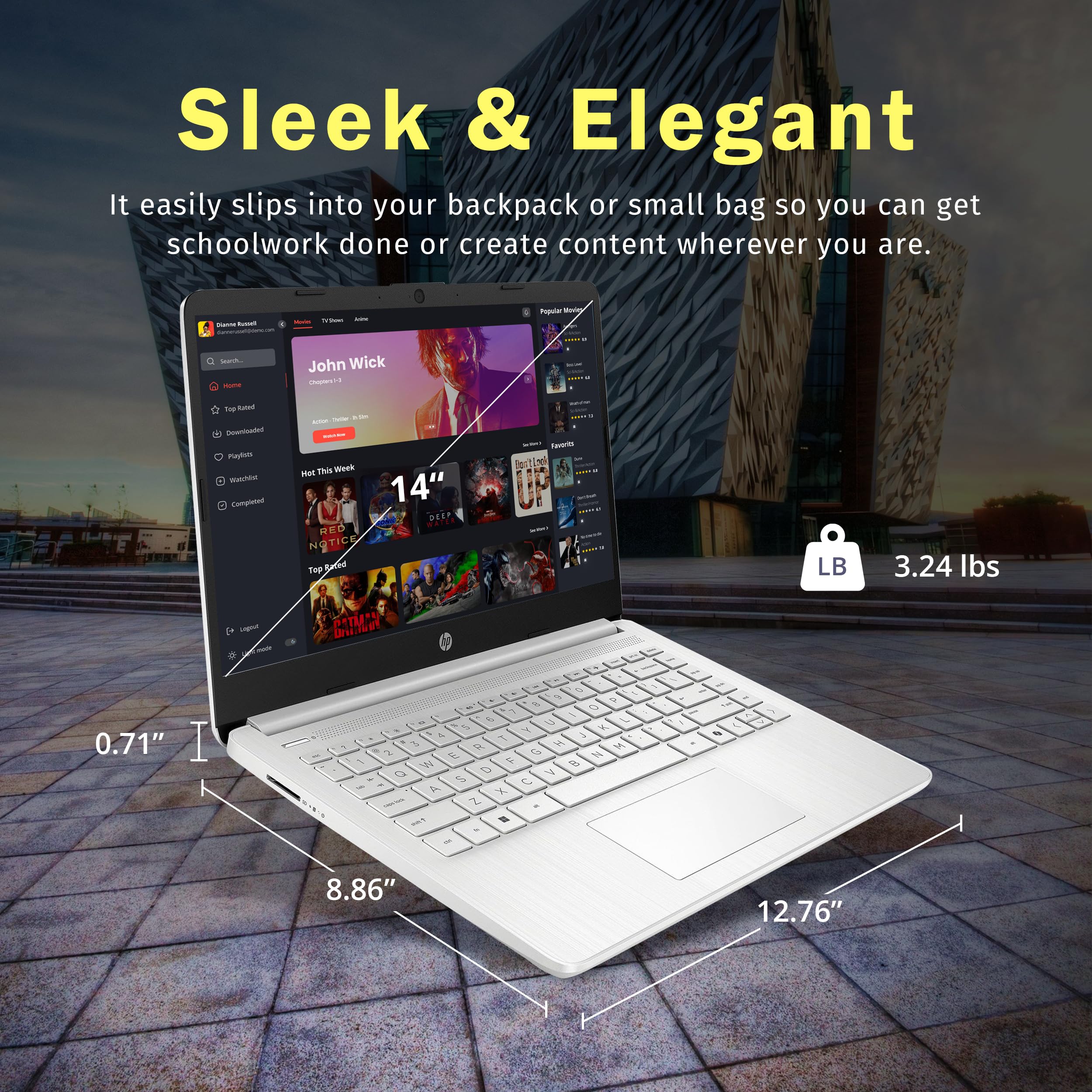 HP Stream 14" Laptop with AI Copilot, Flagship for Students & Business, 13th Gen Intel 4-Core, 4GB RAM, 256GB Storage (128GB UFS + 128GB Docking Station), Office 365 1-Year, Win 11 S, Sky Blue