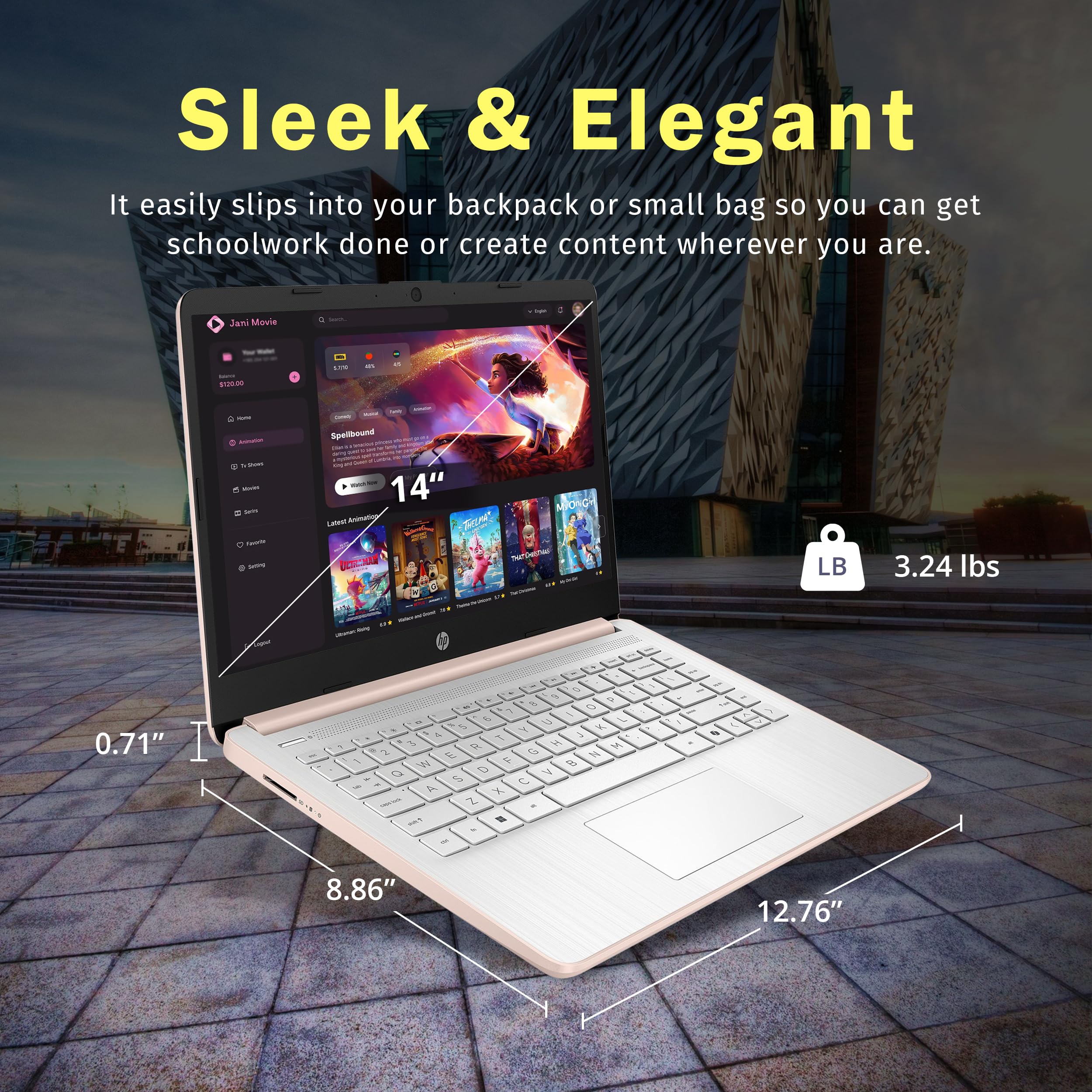 HP Stream 14" Laptop with AI Copilot, Flagship for Students & Business, 13th Gen Intel 4-Core, 4GB RAM, 256GB Storage (128GB UFS + 128GB Docking Station), Office 365 1-Year, Win 11 S, Sky Blue