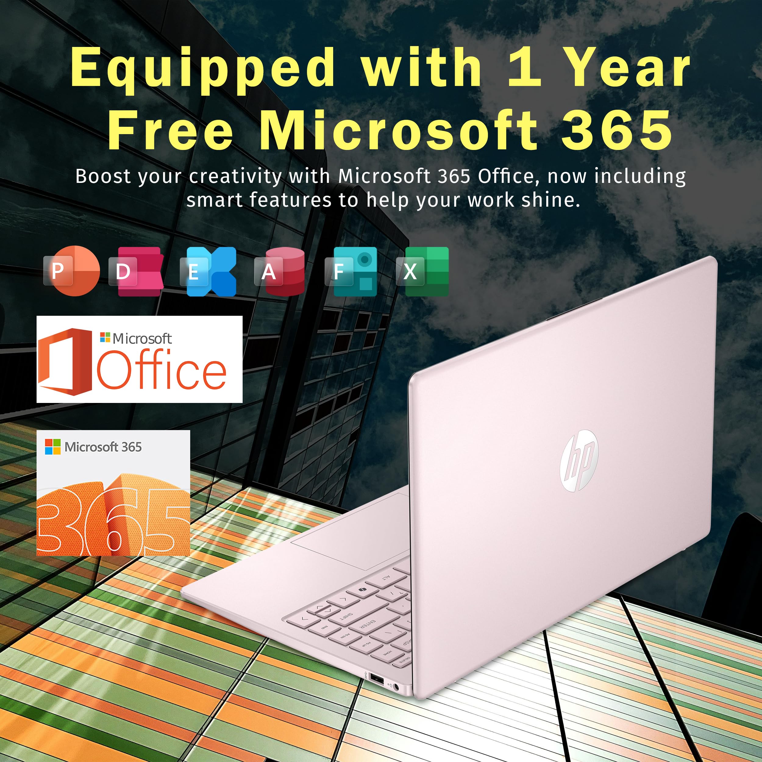 HP Stream 14" Laptop with AI Copilot, Flagship for Students & Business, 13th Gen Intel 4-Core, 4GB RAM, 256GB Storage (128GB UFS + 128GB Docking Station), Office 365 1-Year, Win 11 S, Sky Blue