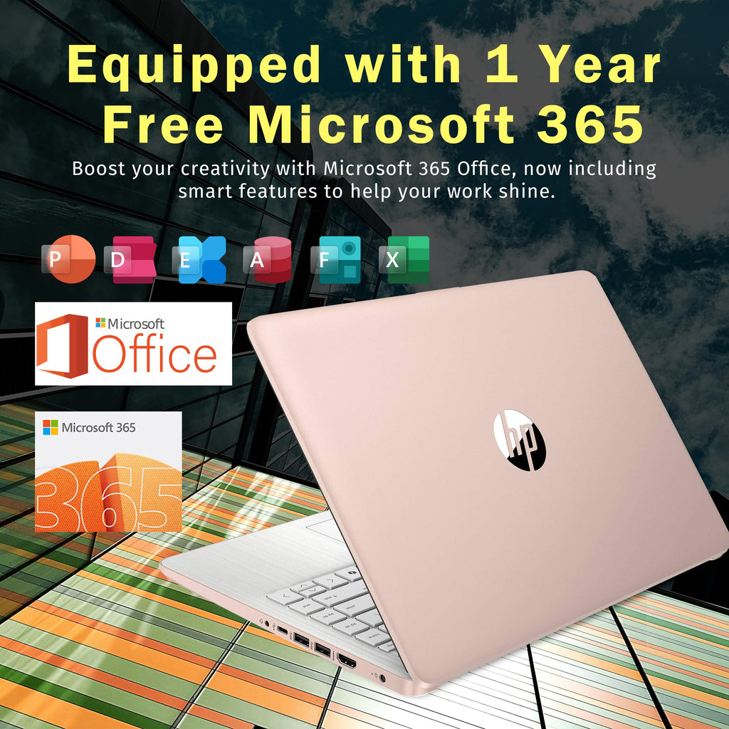 HP Stream 14" Laptop with AI Copilot, Flagship for Students & Business, 13th Gen Intel 4-Core, 4GB RAM, 256GB Storage (128GB UFS + 128GB Docking Station), Office 365 1-Year, Win 11 S, Sky Blue