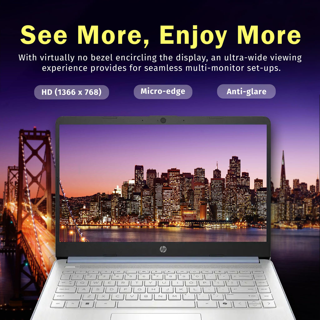 HP Stream 14" Laptop with AI Copilot, Flagship for Students & Business, 13th Gen Intel 4-Core, 4GB RAM, 256GB Storage (128GB UFS + 128GB Docking Station), Office 365 1-Year, Win 11 S, Sky Blue