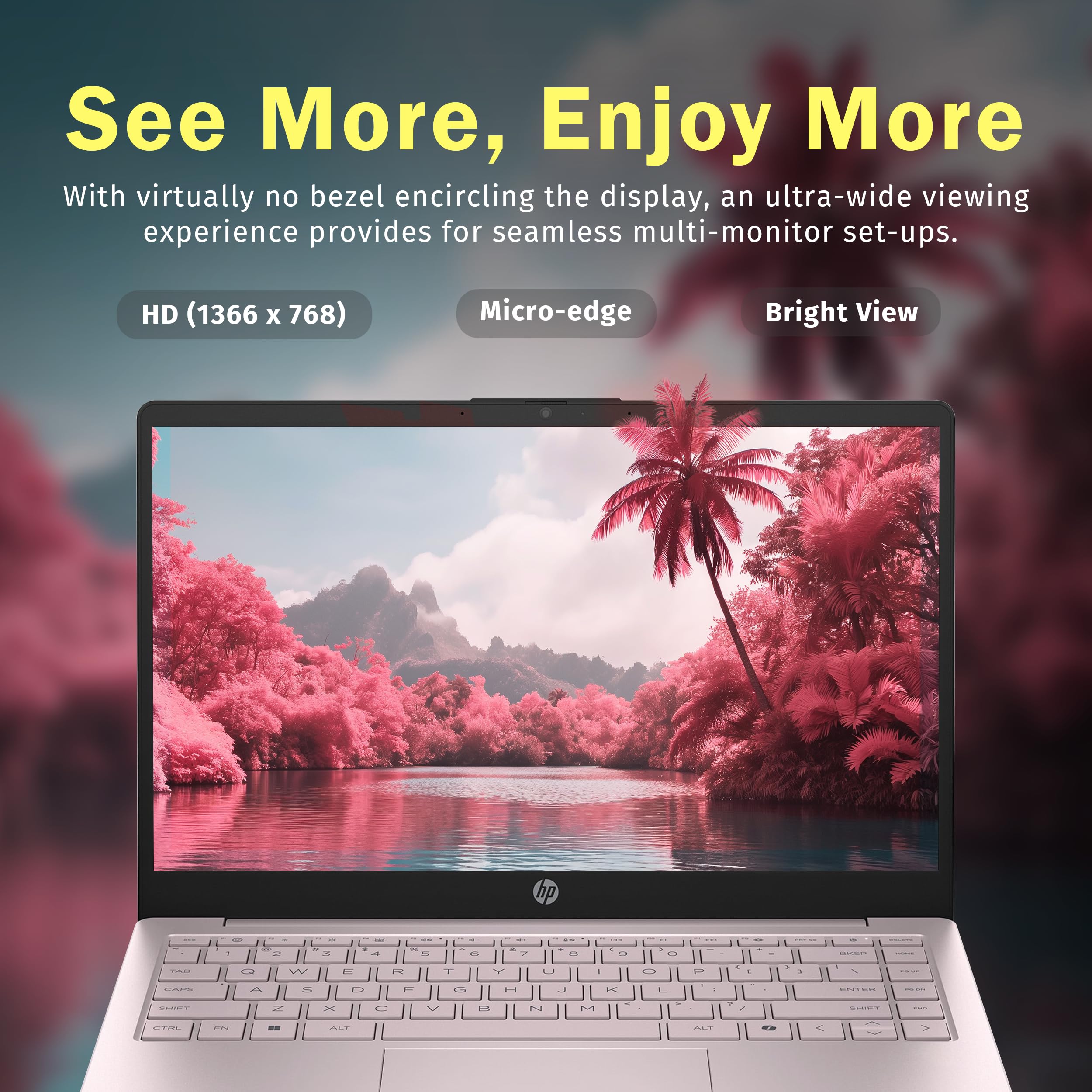 HP Stream 14" Laptop with AI Copilot, Flagship for Students & Business, 13th Gen Intel 4-Core, 4GB RAM, 256GB Storage (128GB UFS + 128GB Docking Station), Office 365 1-Year, Win 11 S, Sky Blue