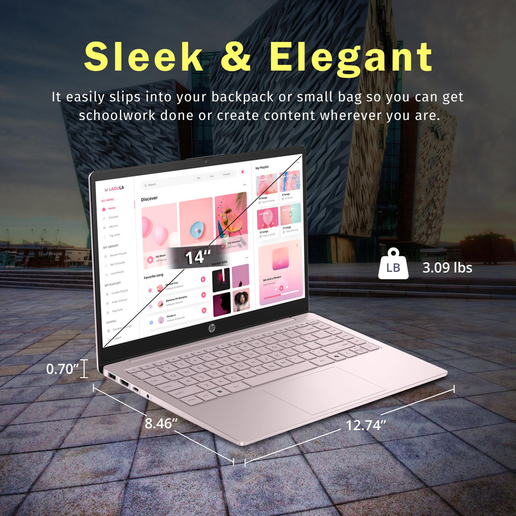 HP Stream 14" Laptop with AI Copilot, Flagship for Students & Business, 13th Gen Intel 4-Core, 4GB RAM, 256GB Storage (128GB UFS + 128GB Docking Station), Office 365 1-Year, Win 11 S, Sky Blue