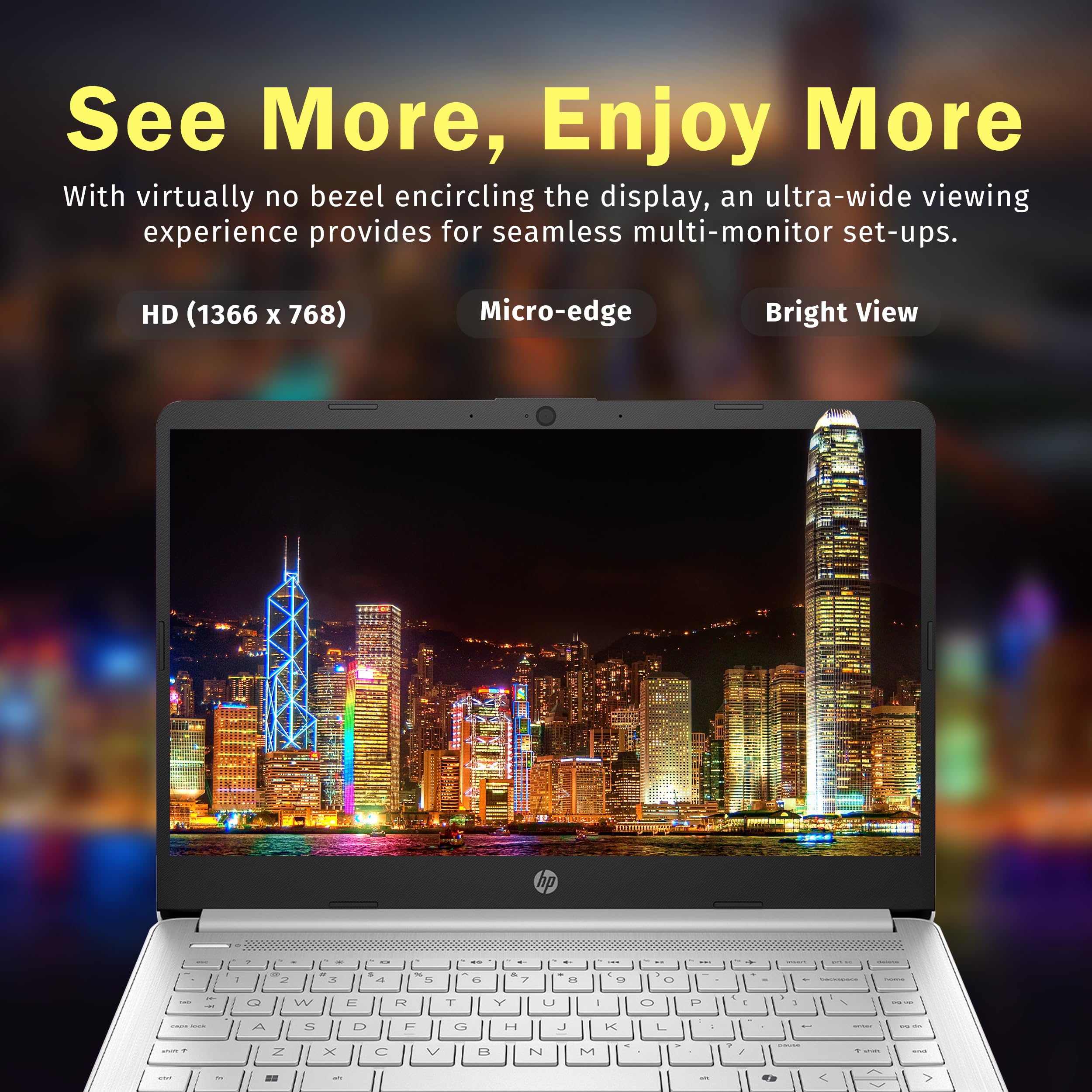 HP Stream 14" Laptop with AI Copilot, Flagship for Students & Business, 13th Gen Intel 4-Core, 4GB RAM, 256GB Storage (128GB UFS + 128GB Docking Station), Office 365 1-Year, Win 11 S, Sky Blue